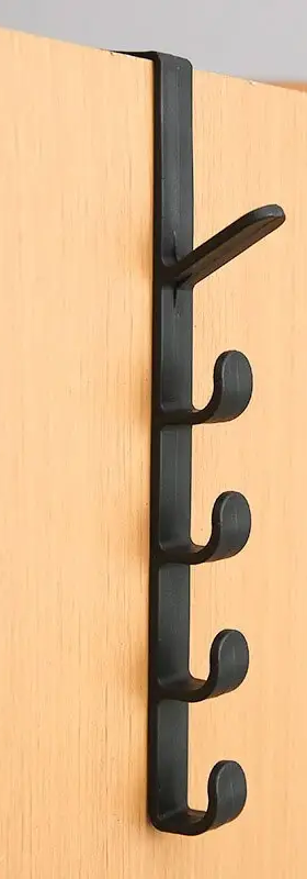 "New" Black Portable 5 Coat and Towel Hook for Doors 13