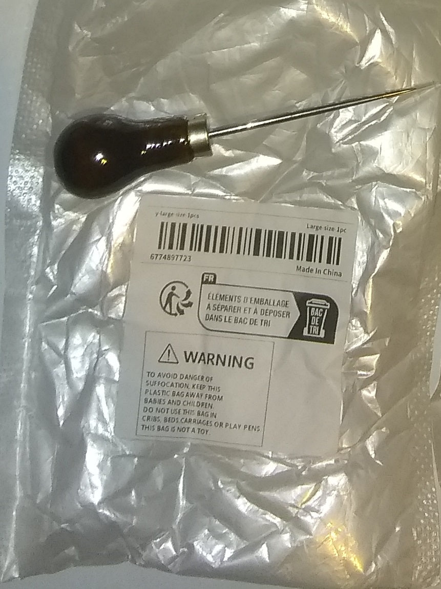 "New" Stainless Steel Awl with Wooden Handle 16