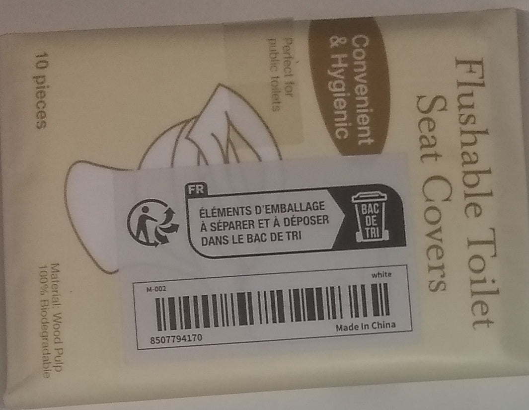 "New" Pack of 10 Flushable Paper Toilet Seat Covers 18