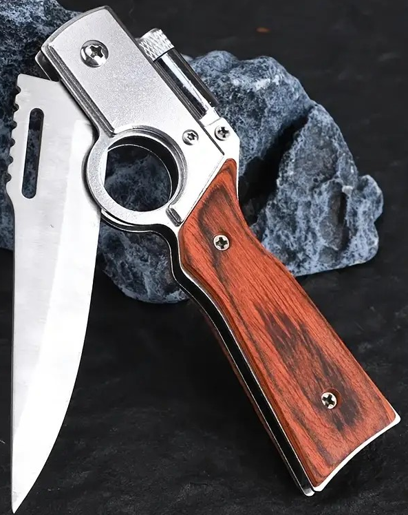 "New" (2 Pack) High Hardness Stainless Steel EDC Folding Knife w/Emergency LED Light 4