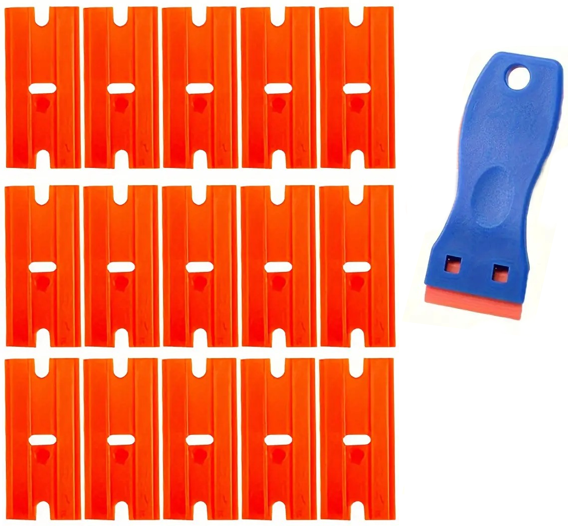 "New" Plastic Razor Blade Scraper and 15 Blades Set