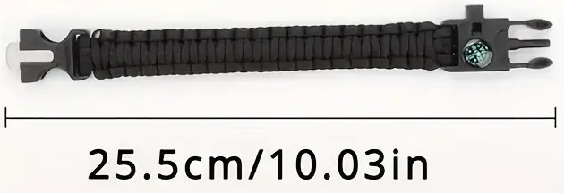 "New" (2 Pack) 5-in-1 Black Nylon Braided Survival Bracelet 23