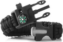 "New" (2 Pack) 5-in-1 Black Nylon Braided Survival Bracelet 23