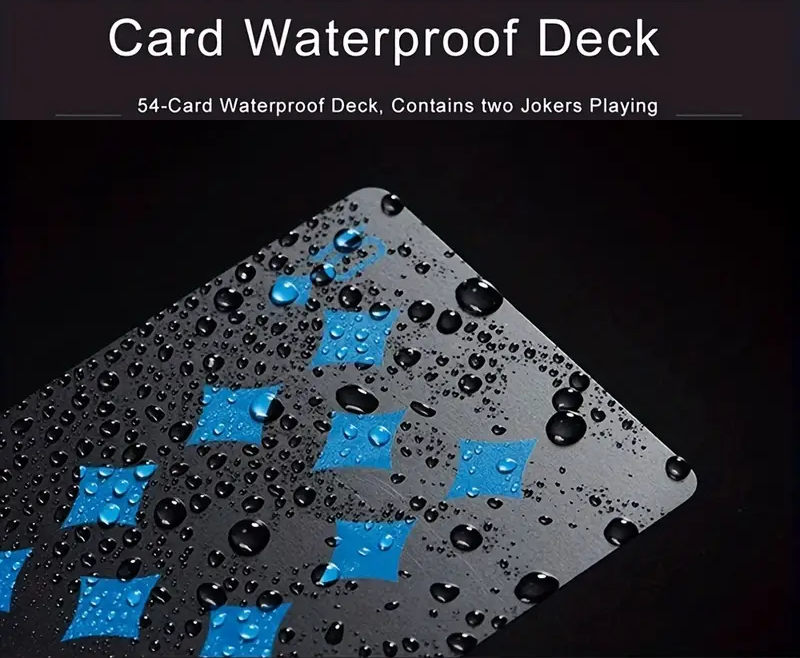 "New" 1 Full Set of Flexible Waterproof Black & Blue Playing Cards 12
