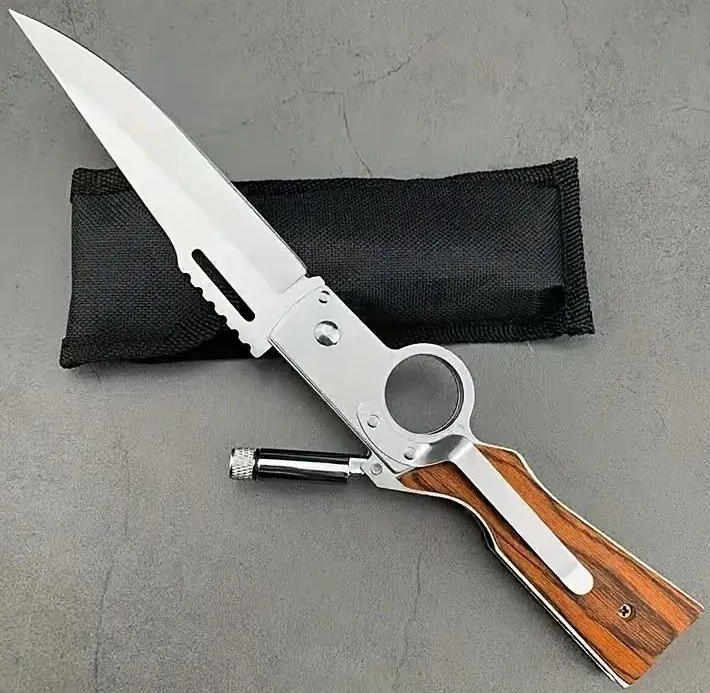 "New" (2 Pack) High Hardness Stainless Steel EDC Folding Knife w/Emergency LED Light 4
