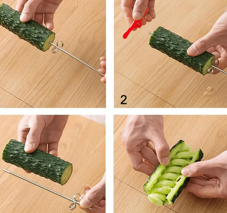 "New" Cucumber Spiral Needle for Garnishes and Salad Decorations 17