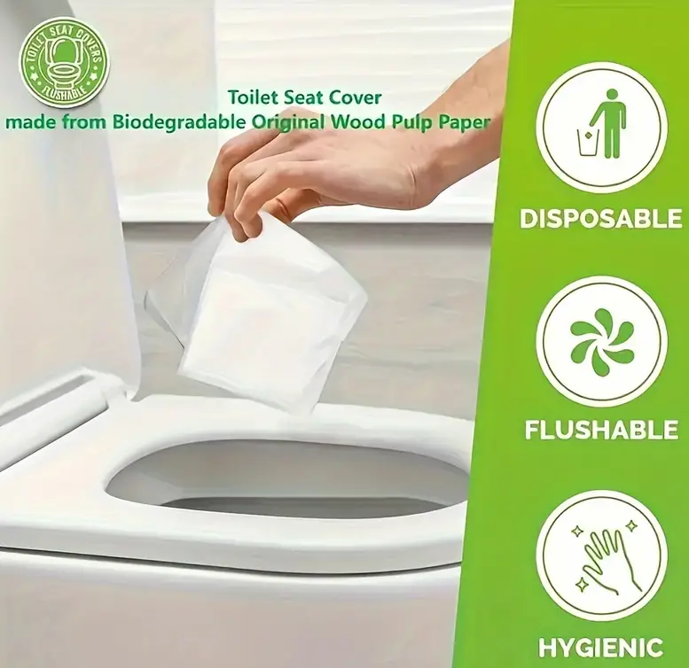 "New" Pack of 10 Flushable Paper Toilet Seat Covers 18