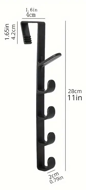 "New" Black Portable 5 Coat and Towel Hook for Doors 13
