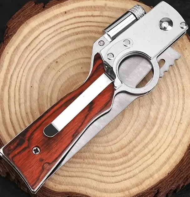 "New" (2 Pack) High Hardness Stainless Steel EDC Folding Knife w/Emergency LED Light 4