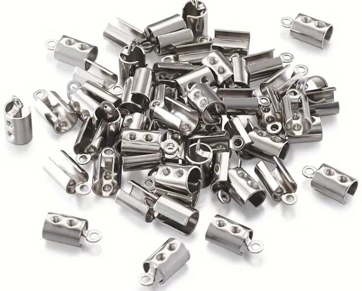 "New" 140 Pcs Tiny Stainless Steel Fold Over Clasp/Crimp/Clamp Ending Tips 15