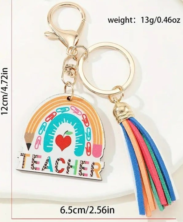 "New" Teacher Rainbow Tag Keychain - Perfect Gift for Teachers 16