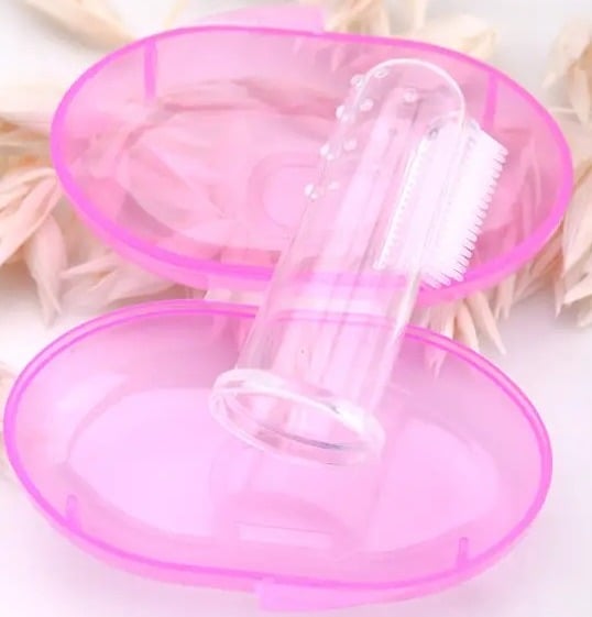 "New" (2 Pack) Soft Pet Finger Toothbrush for Dog & Cat w/Storage Box 20