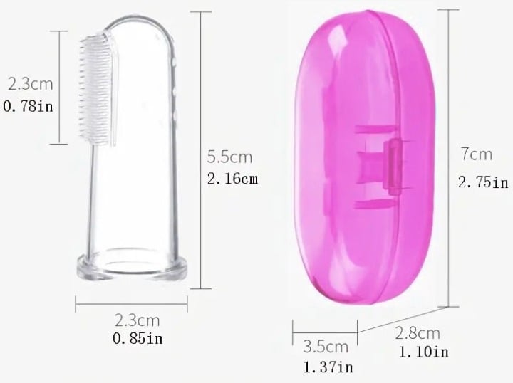 "New" (2 Pack) Soft Pet Finger Toothbrush for Dog & Cat w/Storage Box 20