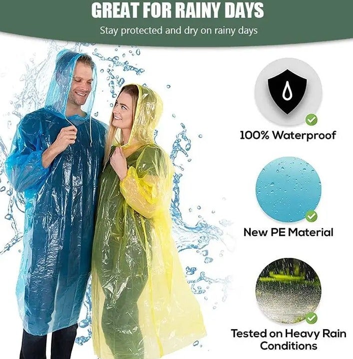 "New" Raincoat for Adults - Drawstring Hood, Vacuum Packed for Emergencies 15