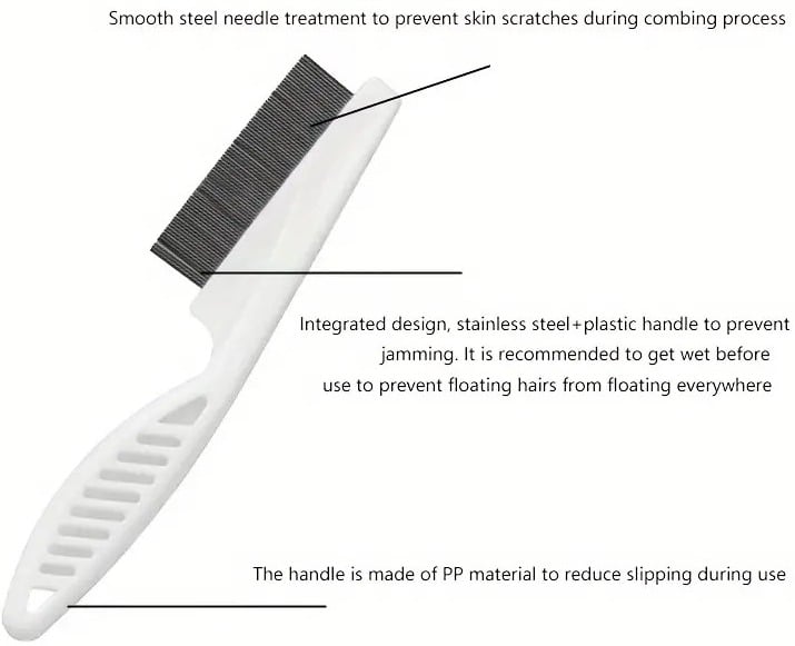 "New" Stainless-Steel Fine-Tooth Pet Grooming Comb 14