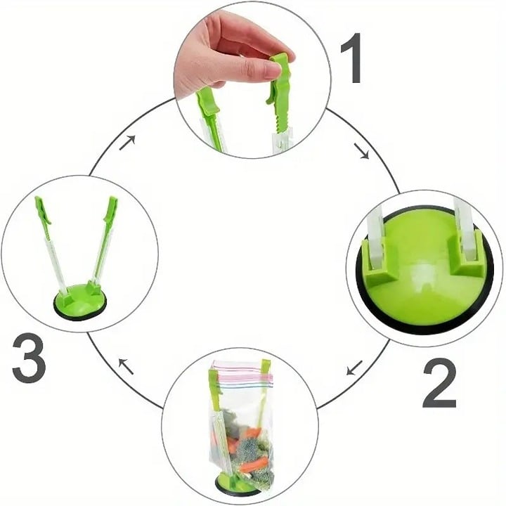 "New" Versatile Baggy Rack Holder Set for Food Prep & Freezer Bags 19