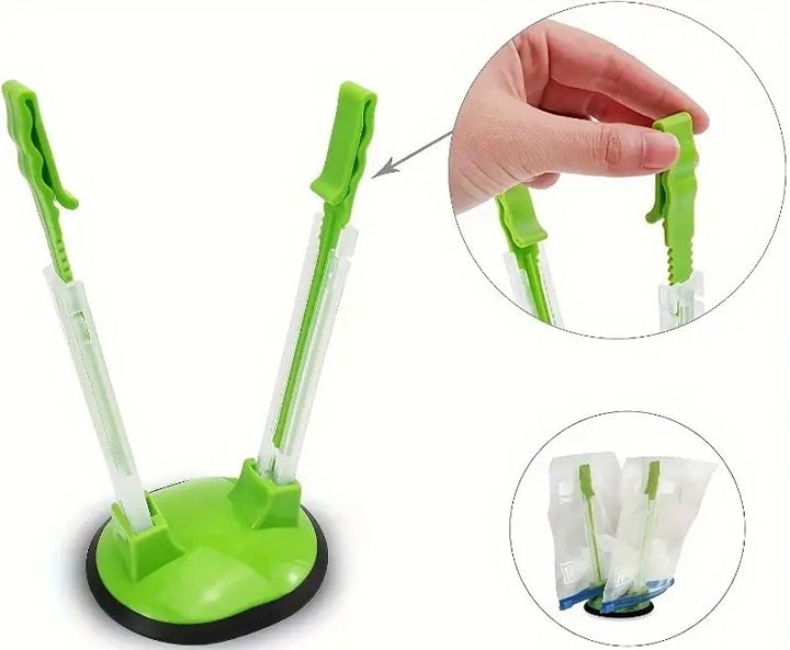 "New" Versatile Baggy Rack Holder Set for Food Prep & Freezer Bags 19