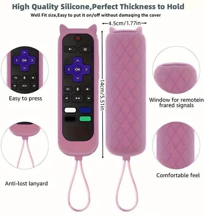 "New" Purple Universal Silicone Roku Remote Cover: Luminous Cat Ears Design 20