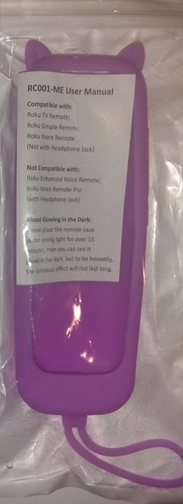 "New" Purple Universal Silicone Roku Remote Cover: Luminous Cat Ears Design 20