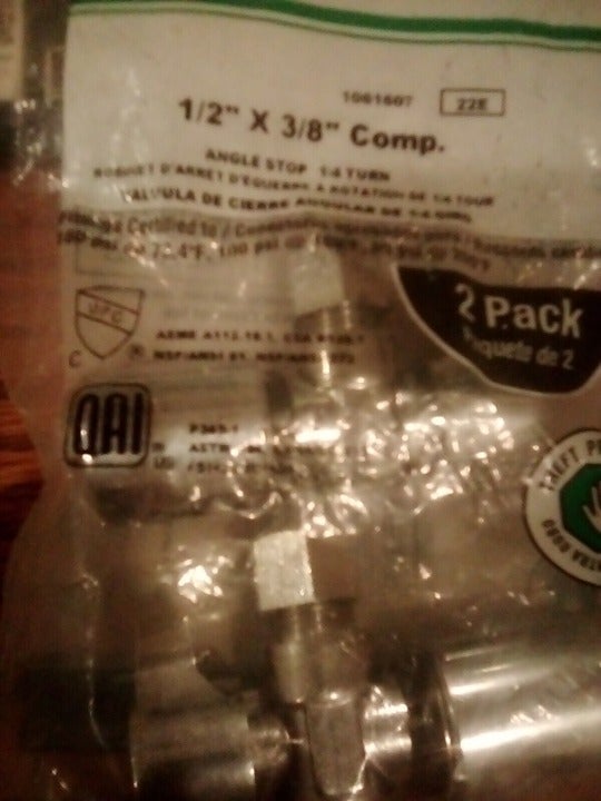 697285045224 "New" Bite Evopex 1/2'' X 3/8'' Comp Angle Stop 1/4 (2PK) K23036Z2