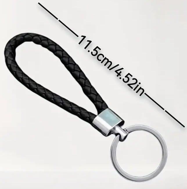 "New" Black Faux Braided Rope Keychain 18