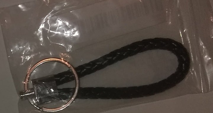 "New" Black Faux Braided Rope Keychain 18