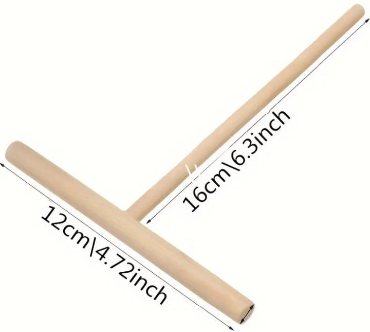 "New" Wooden T-shaped Pancake Spreader Stick for Home or Professional Use 14