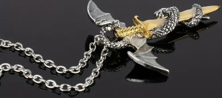 "New" Trendy Pterosaur Golden Sword Luminous Alloy Necklace 13