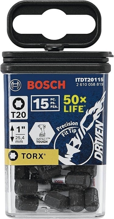 "NEW" Bosch T20 1 Inch INSERT TORX BITS 15 Pack ITDT20115 6