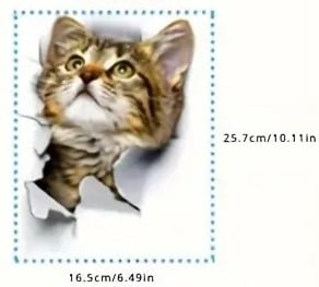 "New" Cute 3D Hole Cat Pattern Toilet Lid Decal 19