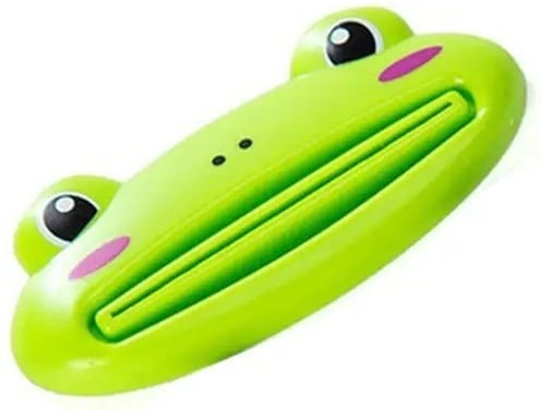 "New" 5 Pc Green Froggy Face Cartoon Toothpaste Squeezer 16