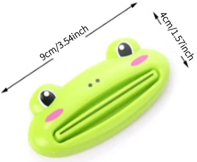 "New" 5 Pc Green Froggy Face Cartoon Toothpaste Squeezer 16