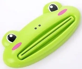 "New" 5 Pc Green Froggy Face Cartoon Toothpaste Squeezer 16