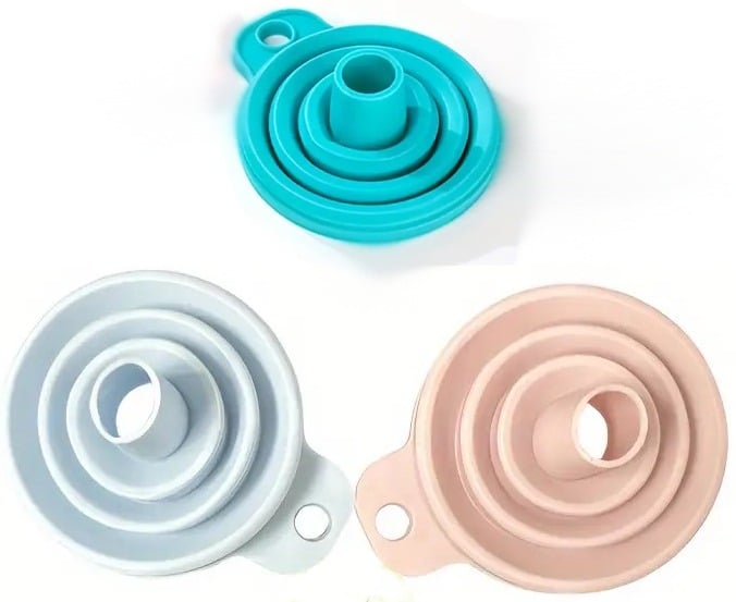 "New" (3 Pack) Foldable Silicone Funnel Suitable for Kitchen Supplies 20