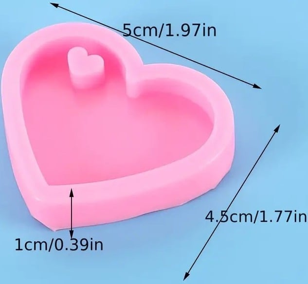 "New" 3 Pcs Heart-Shaped Silicone Pendant Mold 14