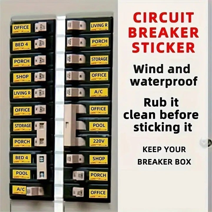 "New" 129 Pcs Circuit Breaker/Fuse Box Stickers 20