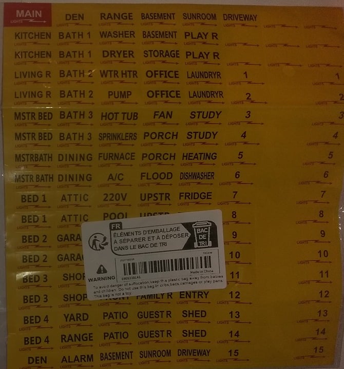 "New" 129 Pcs Circuit Breaker/Fuse Box Stickers 20