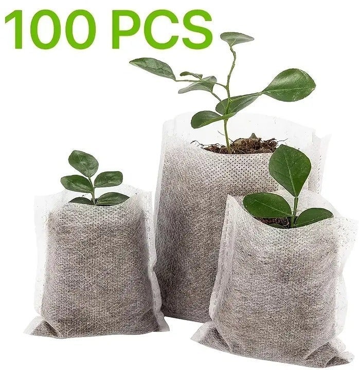 "New" (100 Pcs) Biodegradable Garden Seedling Bags 20