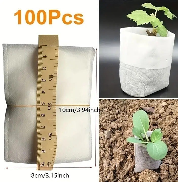 "New" (100 Pcs) Biodegradable Garden Seedling Bags 20