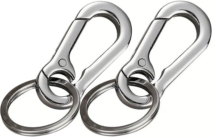 "New" (2 Pcs) Durable Vintage-Inspired Stainless Steel Carabiner Keyring 13