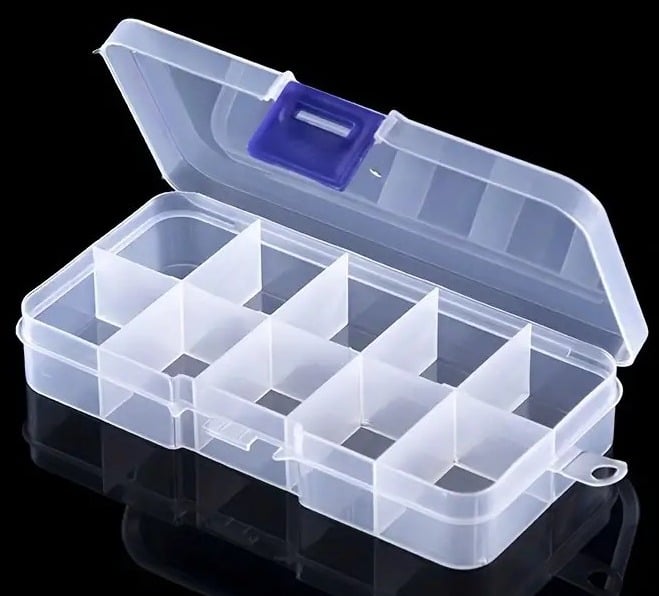 ""New" 10 Compartment Transparent Storage Box for Organized Workspaces 20
