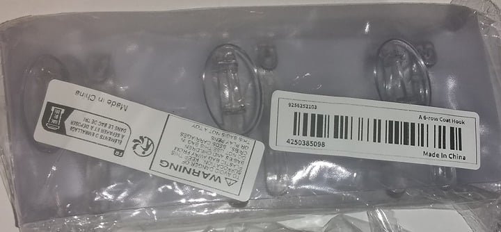 "New" Transparent Adhesive Hook Rack with 6 Hooks 18