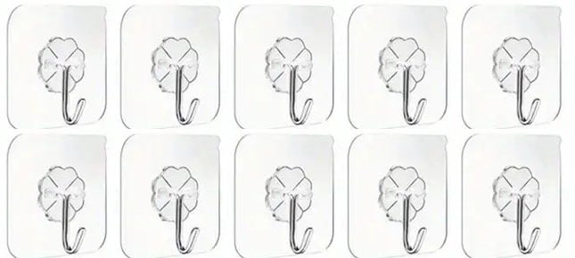 "New" Adhesive Hooks 10 Pcs - Reusable Heavy-Duty Wall Hooks 20