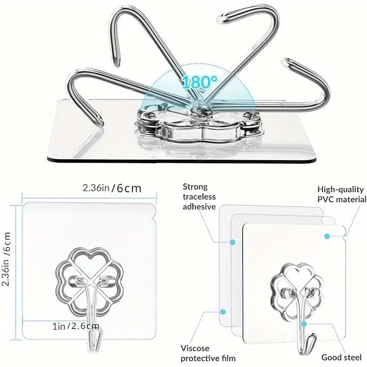 "New" Adhesive Hooks 10 Pcs - Reusable Heavy-Duty Wall Hooks 20