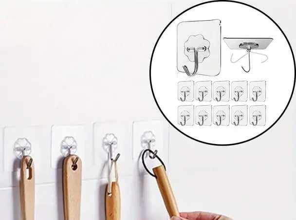 "New" Adhesive Hooks 10 Pcs - Reusable Heavy-Duty Wall Hooks 20