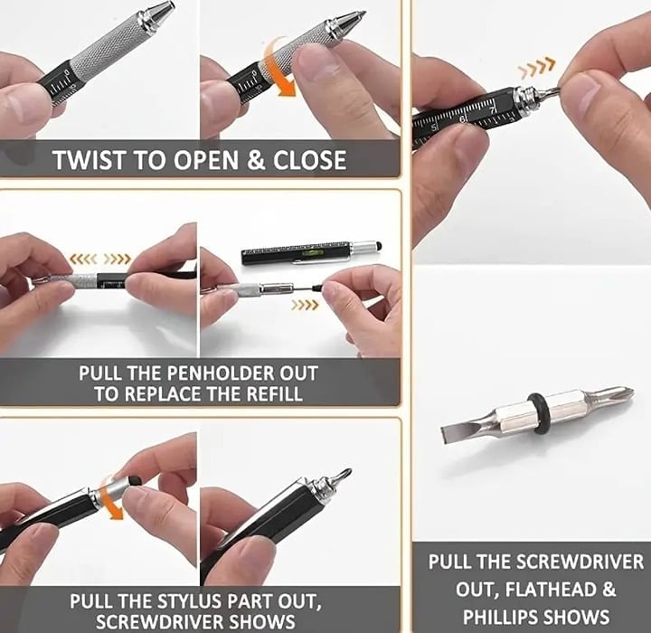 "New" Men's 6-in-1 Multifunctional Tool Pen 13