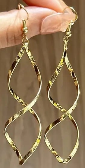 "New" Golden Hollow Spiral Pattern Dangle Earrings 13