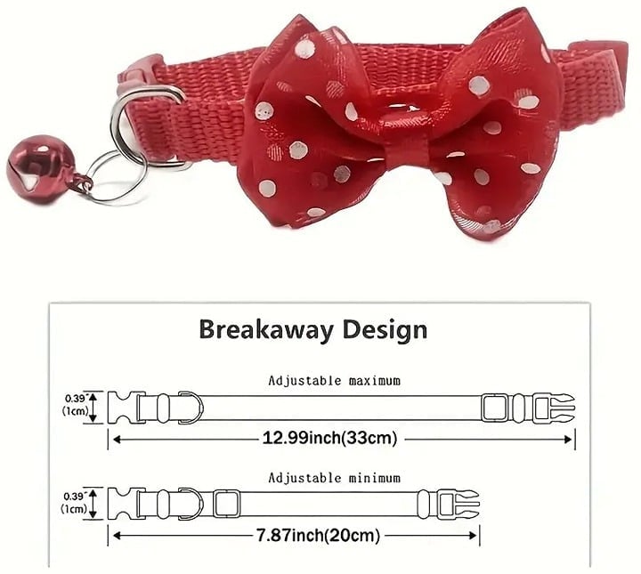 "New" Charming Polka Dot Bowtie Pet Collar with Bell 13