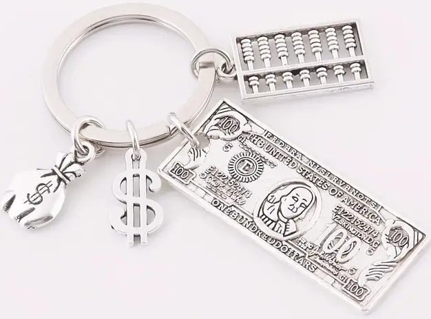 "New" Stylish Y2K Dollar & Abacus Keychain 13