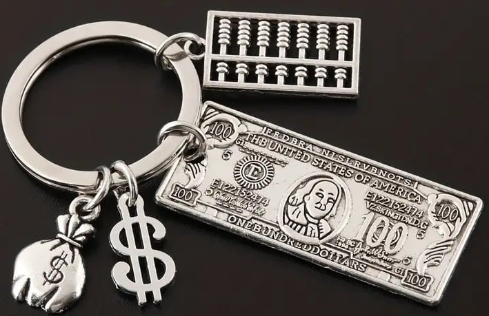 "New" Stylish Y2K Dollar & Abacus Keychain 13